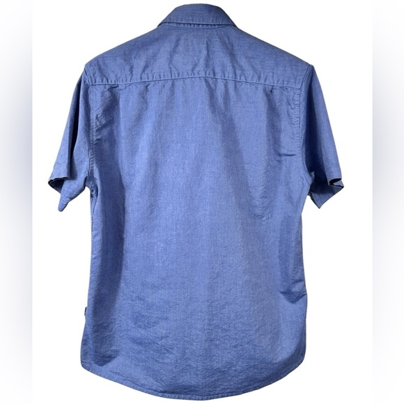 Peter Werth short-sleeve button-down shirt, Large, blue, cotton Preppy Classic - Picture 4 of 7